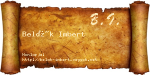 Belák Imbert névjegykártya